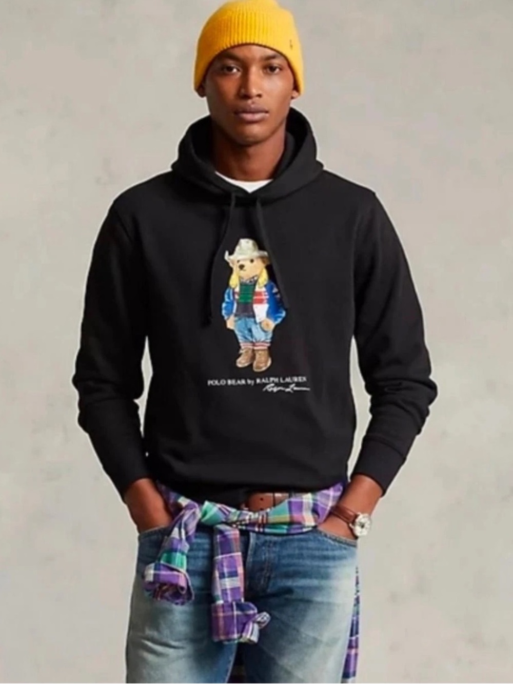 Polo Ralph Lauren Large Polo Bear Pullover Hoodie Sweatshirt Cowboy Bear   H